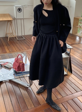 Bettychow 山本狠货！羊毛花苞半裙ins纯色通勤高腰时髦中长裙