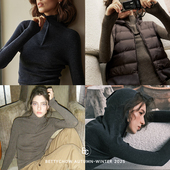 休闲连帽衫 Bettychow 美利奴羊毛扬子纱48支精纺半拉链针织衫 棕灰