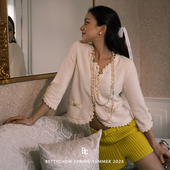 千金高级感针织衫 Bettychow 小香风木耳边黄色边米白色羊毛开衫