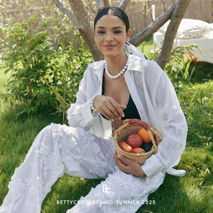 Bettychow 梅丁同款！超仙有机棉立体刺绣花边白色时尚显瘦直筒裤