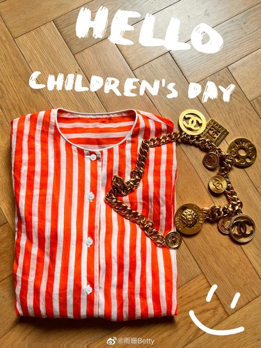 Bettychow苎麻橘色条纹衬衫