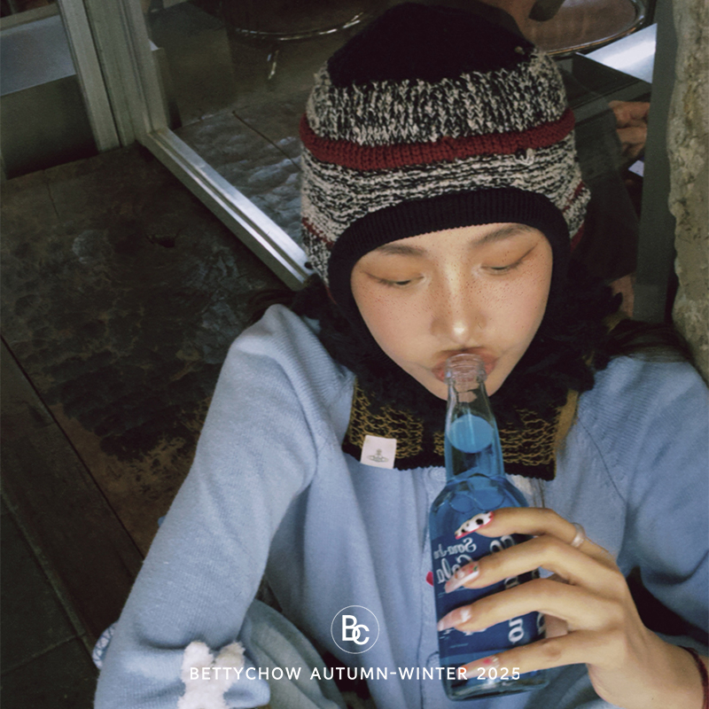 中古纯羊毛花色护耳毛线帽