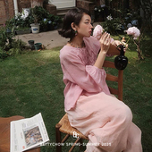 Betty私服 通勤长裤 超爱 薄款 薄纱亚麻虾粉色肥裤 Bettychow