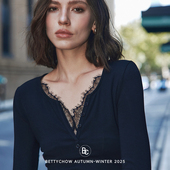 黑色蕾丝弹力扣子V领打底衫 秋季 精致长袖 Bettychow 花边时尚 上衣