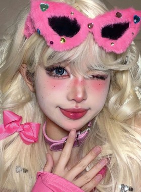 抖音同款网红猫眼毛绒眼镜