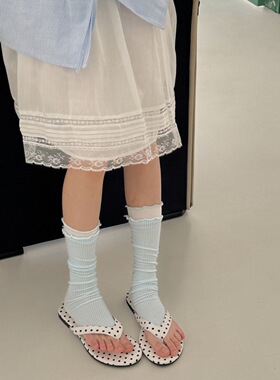 IOULOR春夏季薄款撞色花边踩脚堆堆小腿袜套女芭蕾风透气显瘦腿套