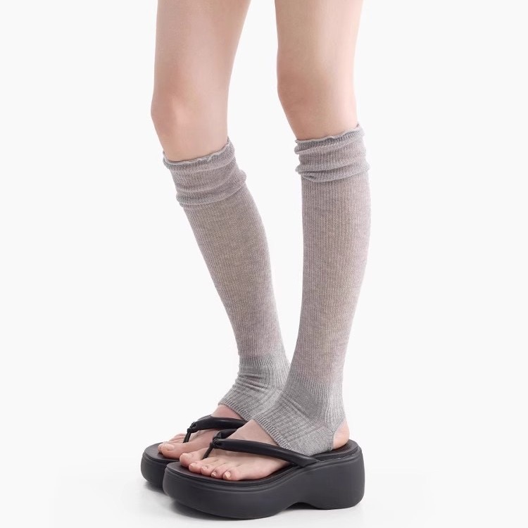 小腿显瘦棉质木耳边个性踩脚袜套