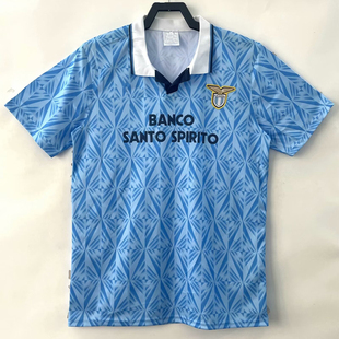 复刻版1991-92赛季拉齐奥主场复古老款球衣 怀旧短袖足球服男款