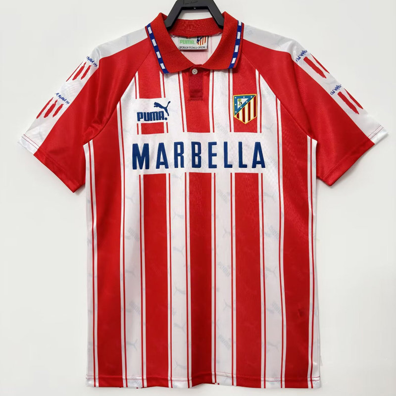 复刻版94-95赛季马竞主场复古老款短袖球衣 14号西蒙尼经典足球服