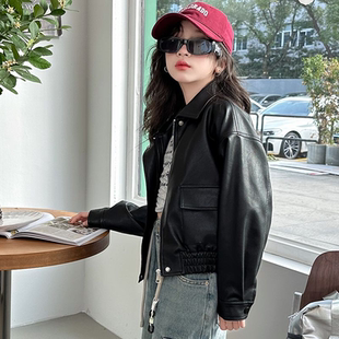 儿童洋气皮衣机车宝宝皮夹克时髦上衣 春装 女童外套春秋款 2026新款