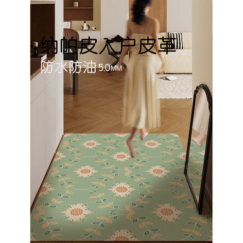 北欧中古轻奢风可擦免洗pvc皮革地垫入户门地毯卧室门口耐脏防滑