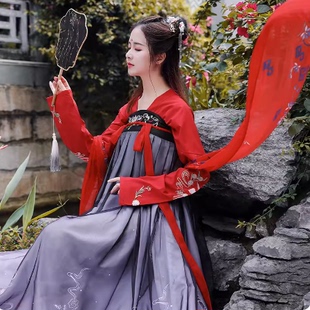 汉服女中国风飘逸超仙古装学生仙气古风彼岸花齐胸襦裙夏季少女装