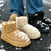 雪地靴男鞋 加厚棉靴冬季 子加绒高帮棉鞋 一脚蹬厚底中帮短筒面包鞋