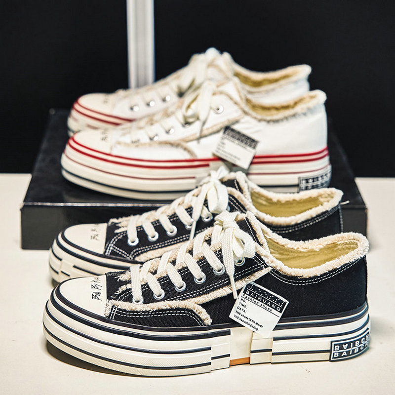 小众帆布鞋男鞋厚底解构原创设计感女鞋情侣滑板鞋日系新款乞丐鞋