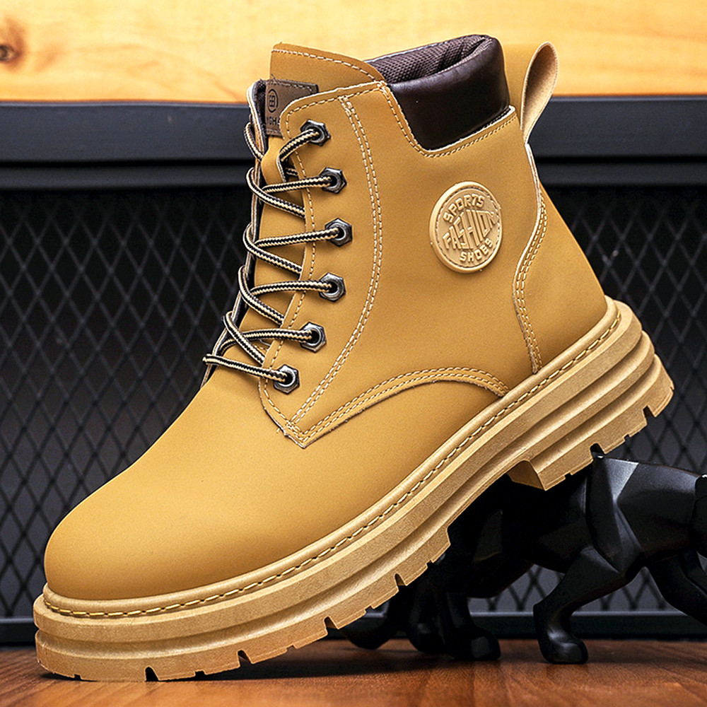 男士马丁靴2026黄色厚底皮靴踢不烂大黄靴机车短靴高帮工装靴男鞋