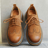 男士 雕花反毛磨砂翻毛软底商务休闲德比鞋 皮鞋 英伦风复古真皮时尚