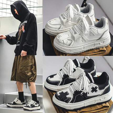 面包鞋男鞋子2025白色休闲潮流厚底原创时尚潮牌运动小众板鞋男生