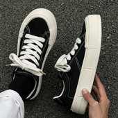 透气布面运动休闲软底青少年低帮百搭港风厚底板鞋 夏季 男鞋 帆布鞋