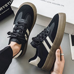 男士德训鞋夏季透气美式复古阿甘休闲鞋厚底运动黑色软底板鞋男鞋