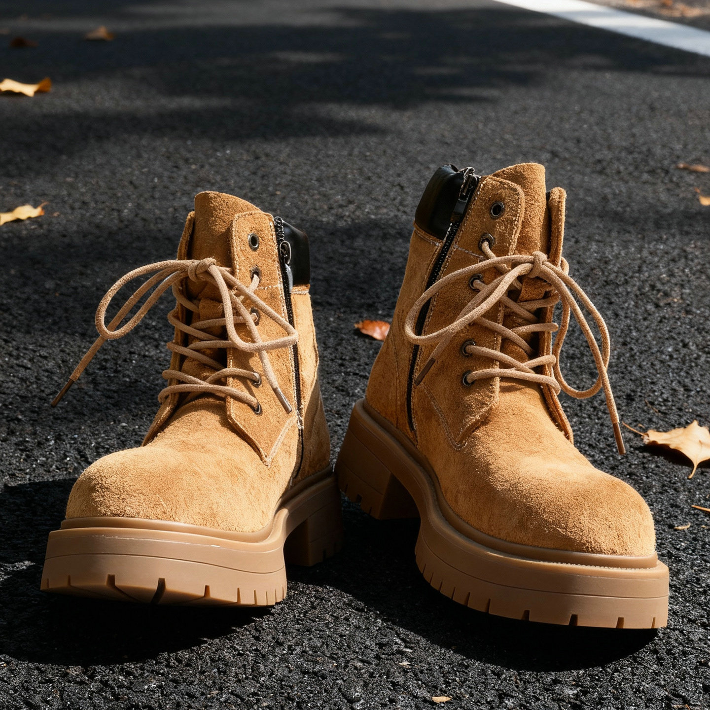 马丁靴男鞋高帮真皮工装靴牛皮拉链潮流大黄靴耐磨户外登山沙漠靴