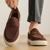 单鞋 豆豆鞋 男士 新款 夏季 软底懒人鞋 高级感帆船鞋 一脚蹬皮鞋 乐福鞋