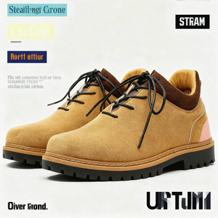 皮鞋男鞋复古英伦风美拉德高级感美式磨砂翻毛年轻气质法式德比鞋