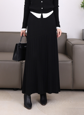 针织半身裙冬季2026新款松紧高腰显瘦时尚伞裙气质休闲a字裙21681