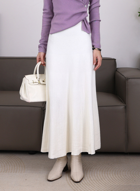 高级感针织半身裙冬季新款气质优雅鱼尾裙松紧高腰显瘦长裙 21680