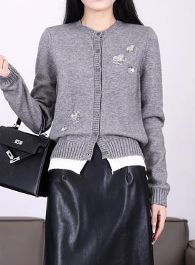 亮片毛针织开衫秋冬2025新款气质显瘦外套小众设计感上衣 21149