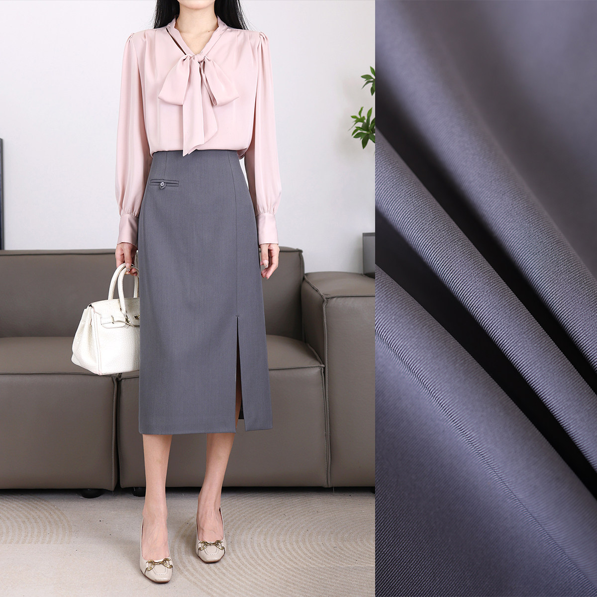 【年终大促】紫色西装半身裙秋款高腰侧开叉裙气质直筒裙1261,女装/女士精品,半身裙,淘宝优惠券,粉丝福利购,淘宝优惠卷