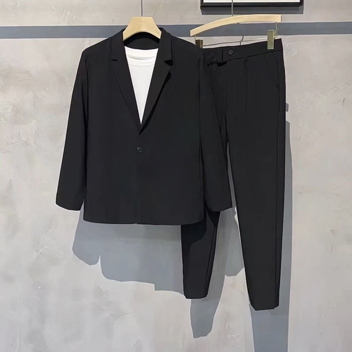 【三件套】 微胖男生夏季短袖西西服套装