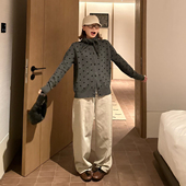 竹节浅卡其 2025新款 设计感百搭直筒卡其阔腿休闲长裤 Our2 女款