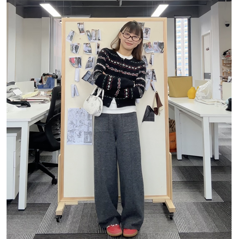 Our2垂感高腰宽松百搭针织休闲裤