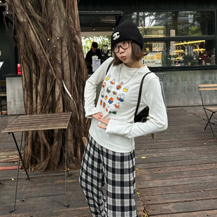 设计款 Our2 米菲长袖 基础百搭休闲新款 内搭上衣女 印花T恤长袖