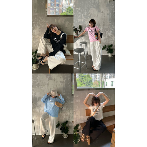 Our2【ac字母T】2026夏季新款时尚水洗复古百搭字母印花T恤上衣女