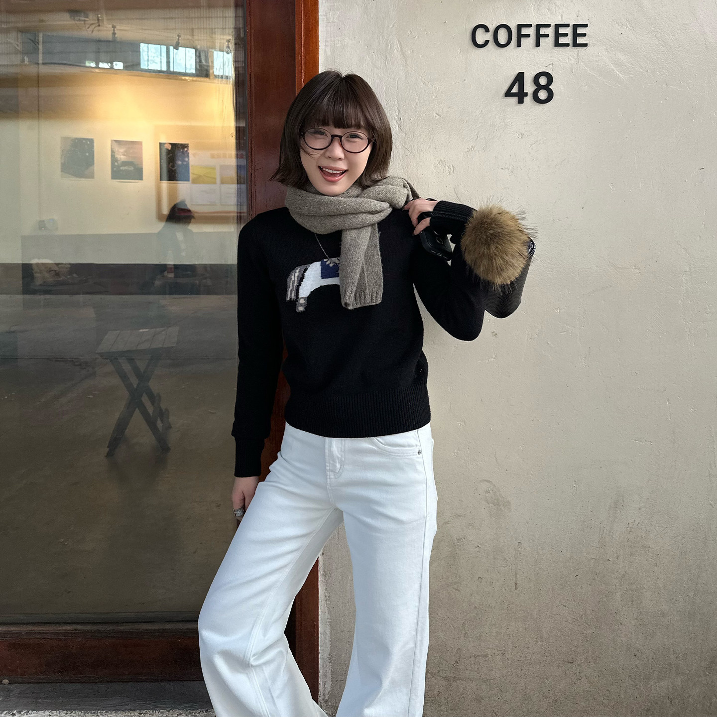 Our2【小马毛衣】2025秋冬设计款休闲小马针织套头衫短外套上衣女