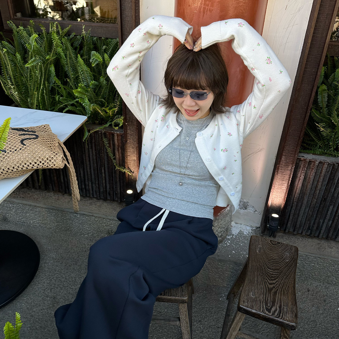 Our2【小碎花开衫】2026时尚百搭春季圆领碎花短款针织开衫上衣女