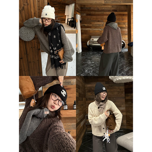 Our2【韩代特种纱开衫】秋冬季保暖长袖宽松时尚百搭针织毛衣外套