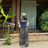 2025新款 极简百搭宽松抽绳直筒阔腿裤 女休闲裤 Our2夏季 潮凉凉裤 子