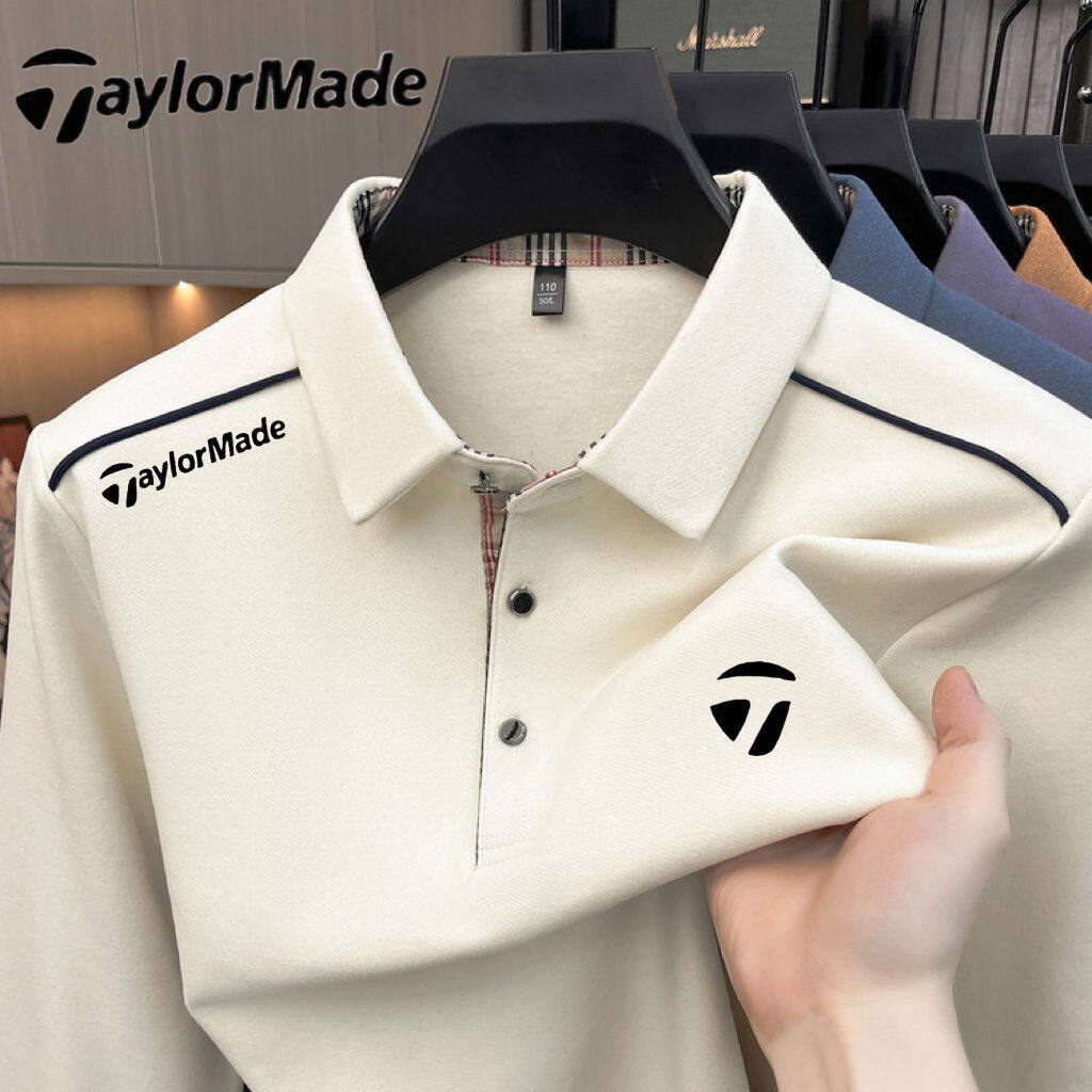 TaylorMade泰勒梅polo衫男秋冬加厚加绒保暖T恤时尚休闲运动长袖