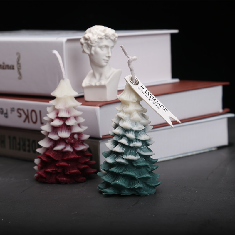 圣诞节雪松树立体模香薰蜡烛石膏模具圣诞树蜡烛DIY材料组合套装