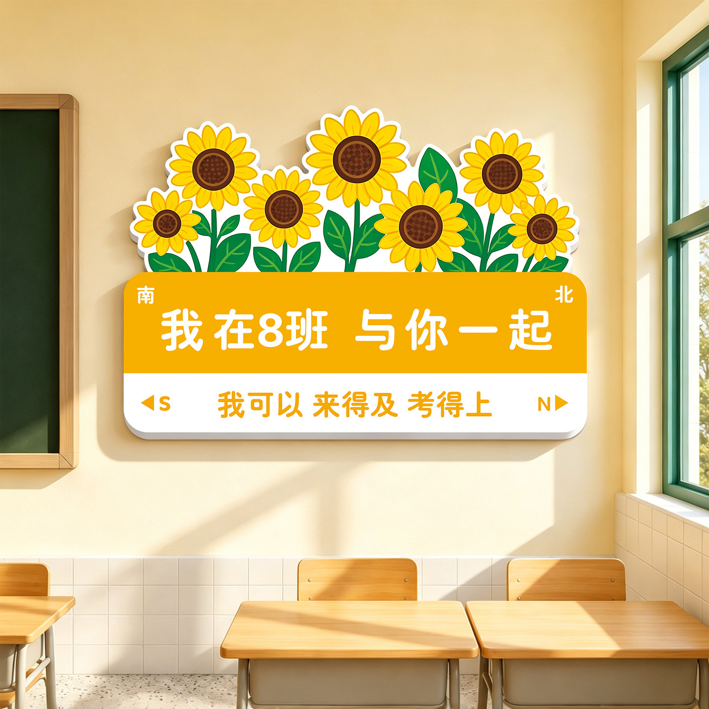 班级励志文化墙贴初高中向日葵图片