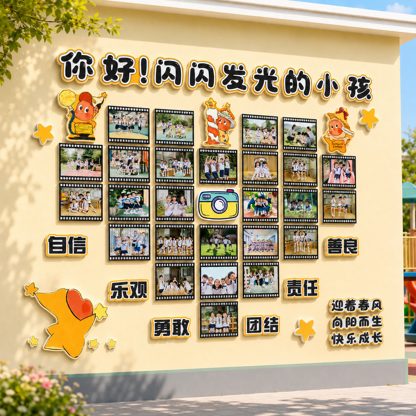 幼儿园墙面装饰墙贴创意照片墙