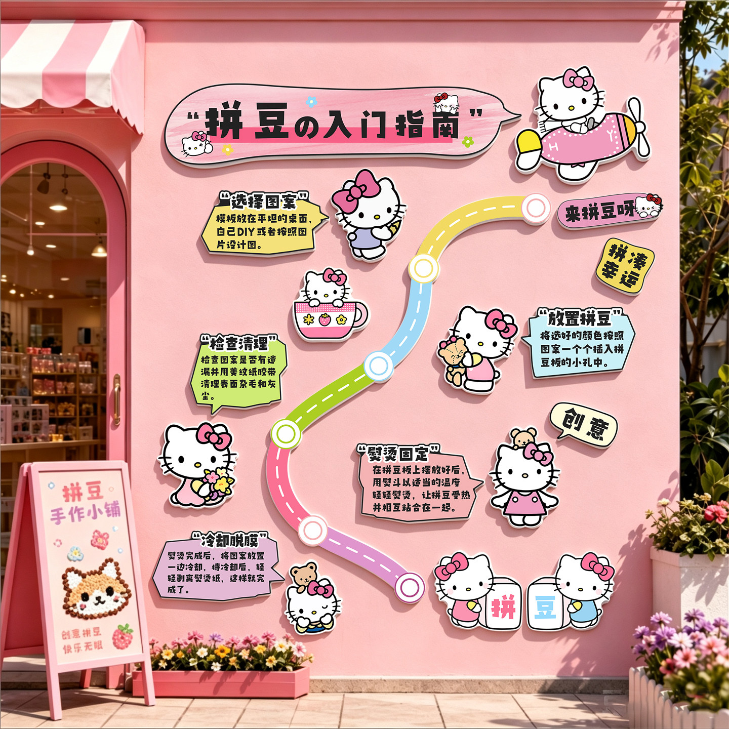 拼豆店网红打卡墙面背景布置墙贴