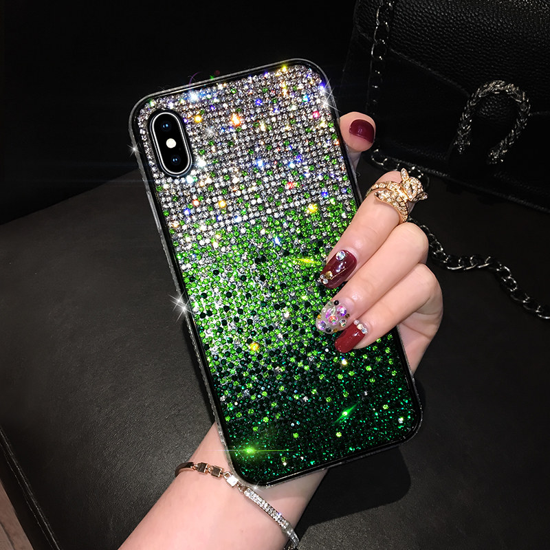 苹果x手机壳8plus渐变满钻xsmax全包边软壳iphone7硅胶xr潮女款7plus