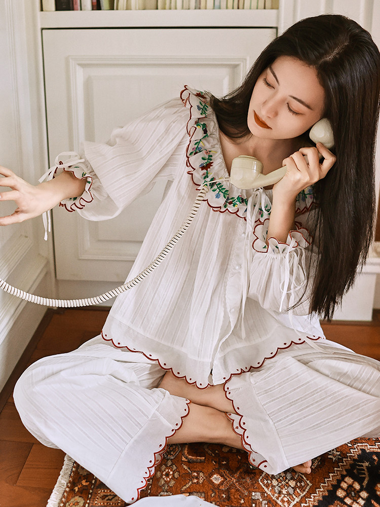 睡衣女款2025新款春秋纯棉套装