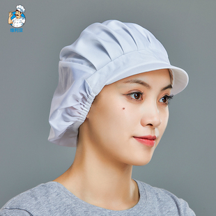 食品厂工作帽防掉发餐饮帽食堂女车间专用粗加工帽子防尘帽包头帽