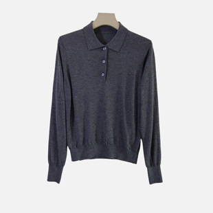 官网249女装精纺美利奴POLO领针织衫/通勤薄款2025秋冬新款478333