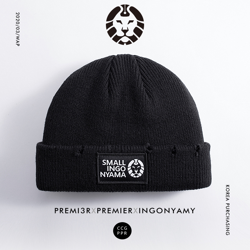 经典款小狮子刺绣保暖毛线帽