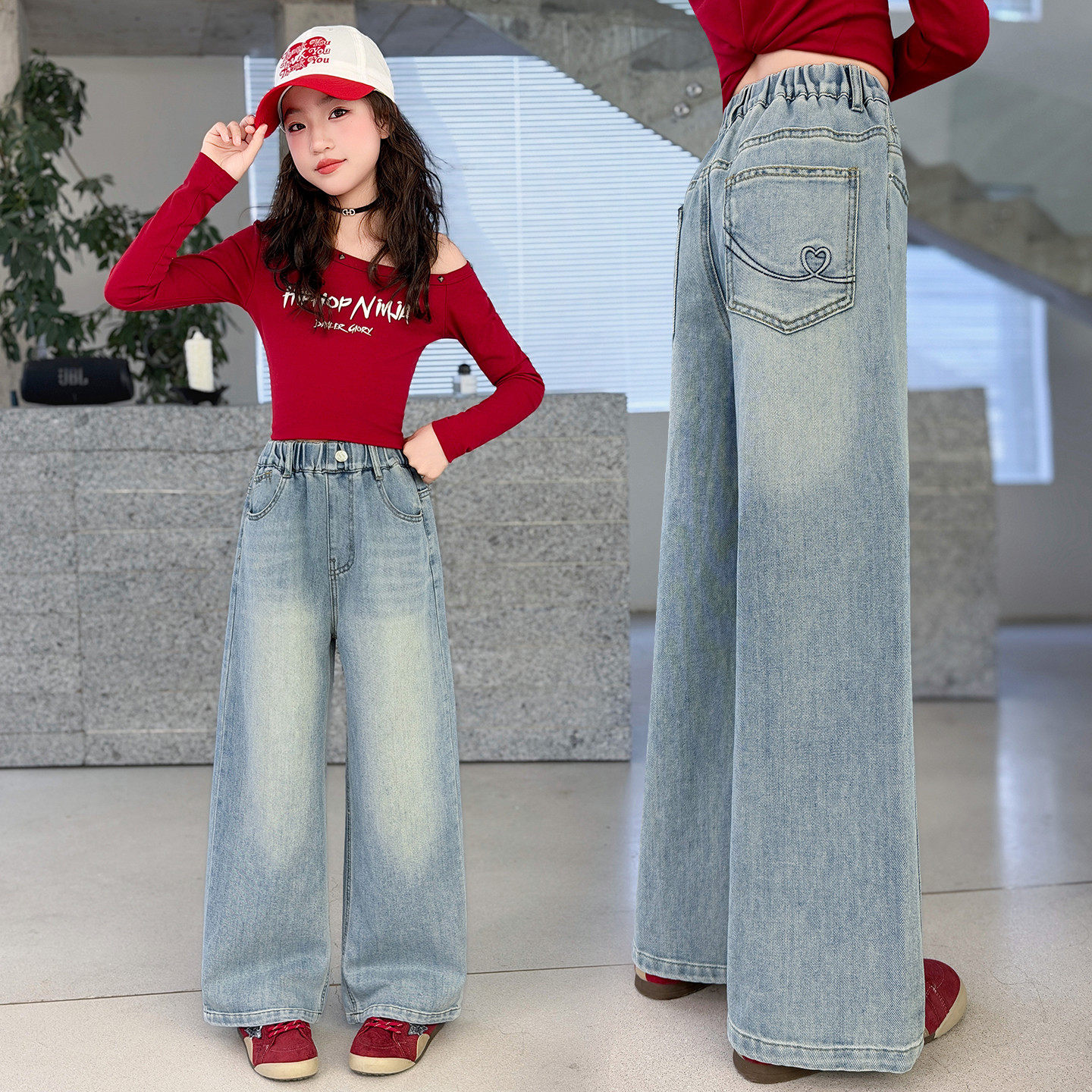 女童裤子春季新款洋气儿童宽松直筒阔腿裤中大童休闲显瘦牛仔裤潮,童装/婴儿装/亲子装,儿童牛仔裤,淘宝优惠券,粉丝福利购,淘宝优惠卷